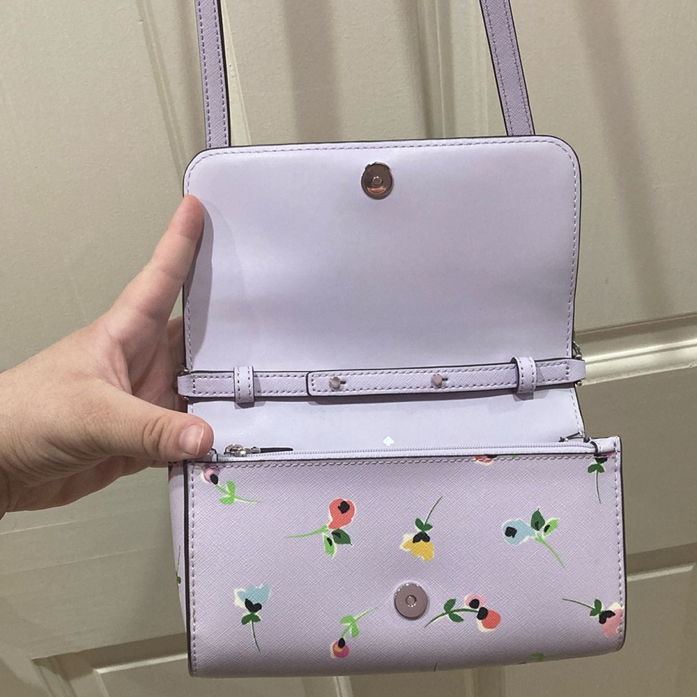 Kate Spade Lavender Purple Wildflower Ditsy Floral Crossbody Purse Bag - Picture 6 of 17